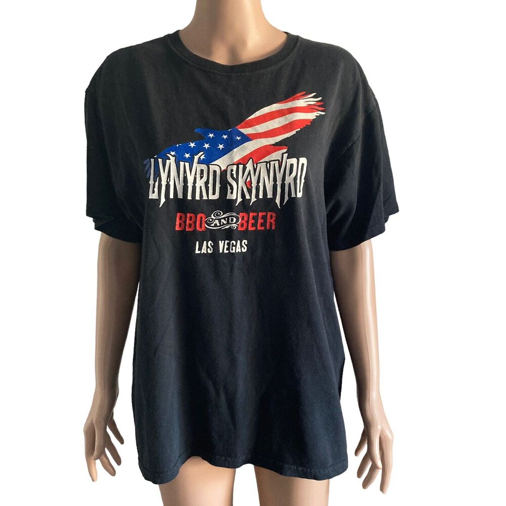 Lynyrd Skynyrd Las Vegas Short Sleeve T-shirt Mens Large black Stretch USA